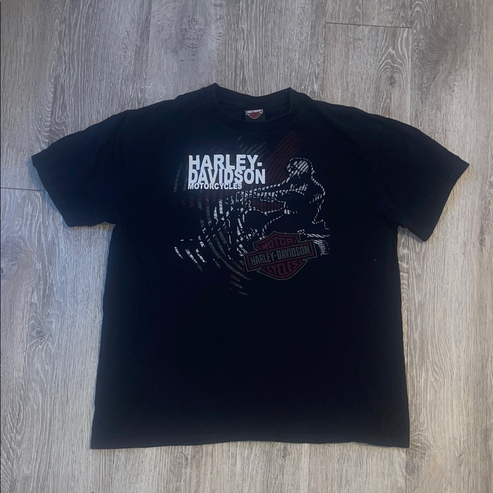 Harley-Davidson Black and Silver Graphic Tee motorcycles size xl t shirt short